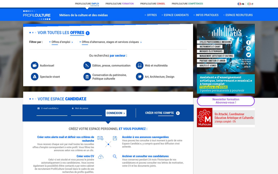 Profilculture | ProfilCulture 1er site emploi des métiers de la culture et des médias